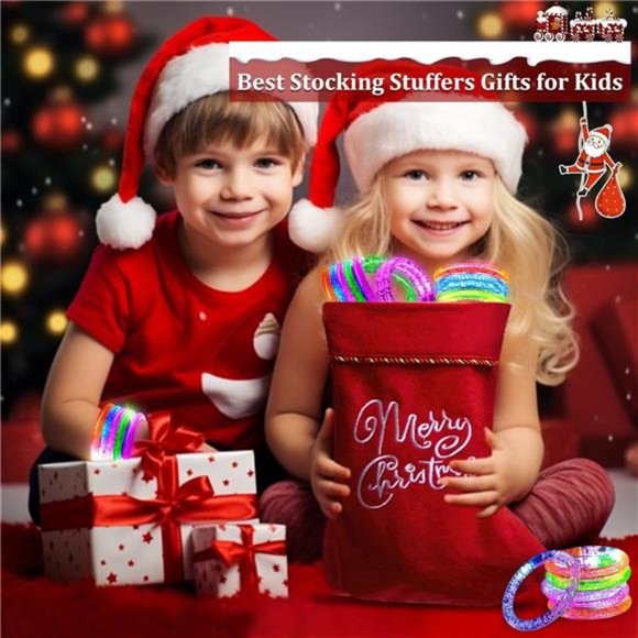 20 Pack Glow Sticks Bracelets Christmas Party Favors Stocking Stuffers for Kids - Picture 3 of 6